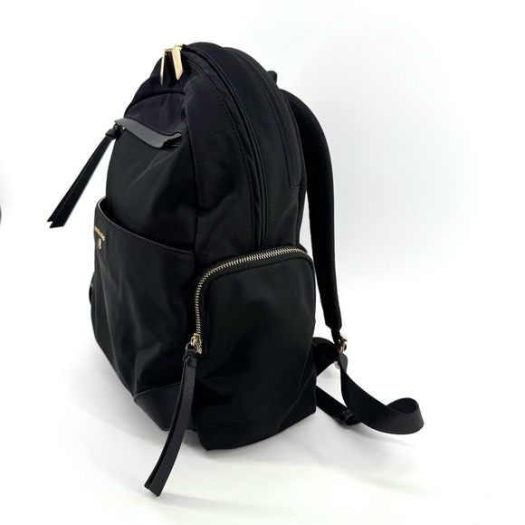 Michael Kors Backpack Black Nylon Gold Hardware Medium Commuter Travel Tech Bag